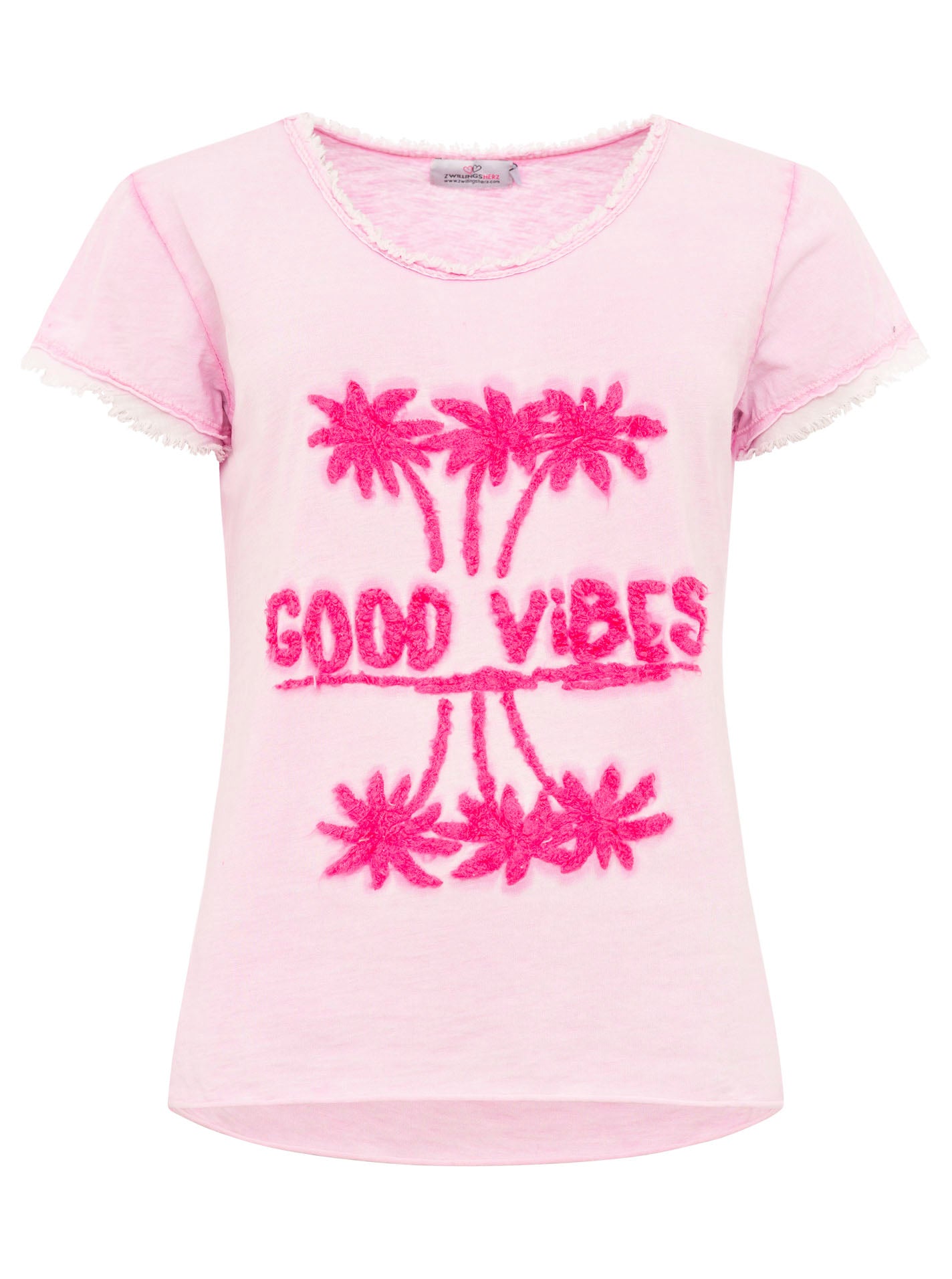 T-Shirt "Good Vibes unter Palmen - Rosa - Zwillingsherz