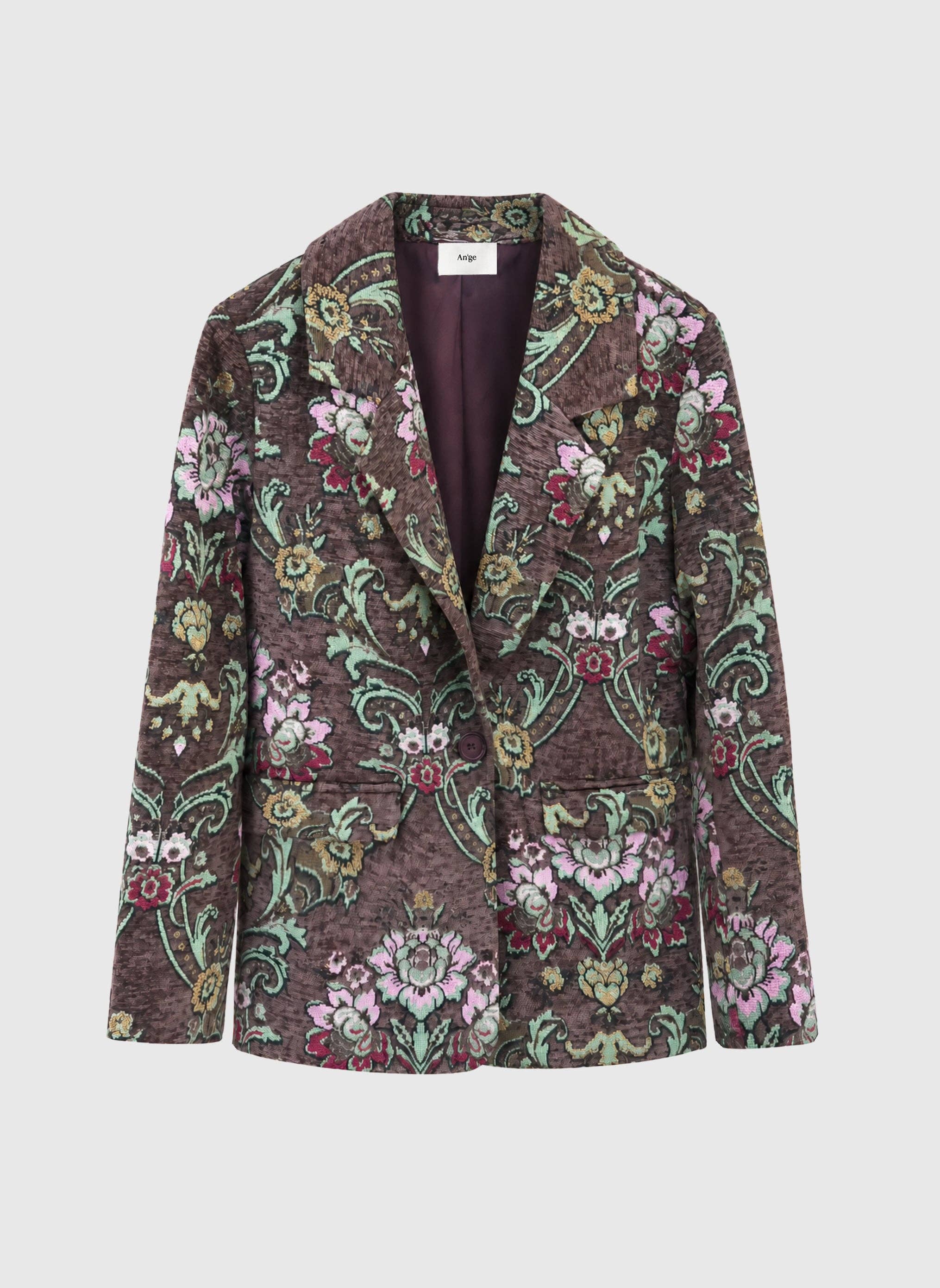 AN’GE Paris Jacquard-Blazer HARLEMY Braun mit Blumenmuster