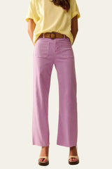 Q2 Gerade geschnittene Jeans mit vorderen Taschen Flieder | Coloured Denim