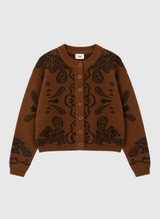 An’ge Paris Strickjacke NAYANA Cognac-Braun mit Jacquardmuster