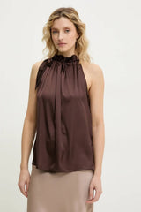 Choklate Paris Satin-Top Elisabeth Chocobraun mit Schleife