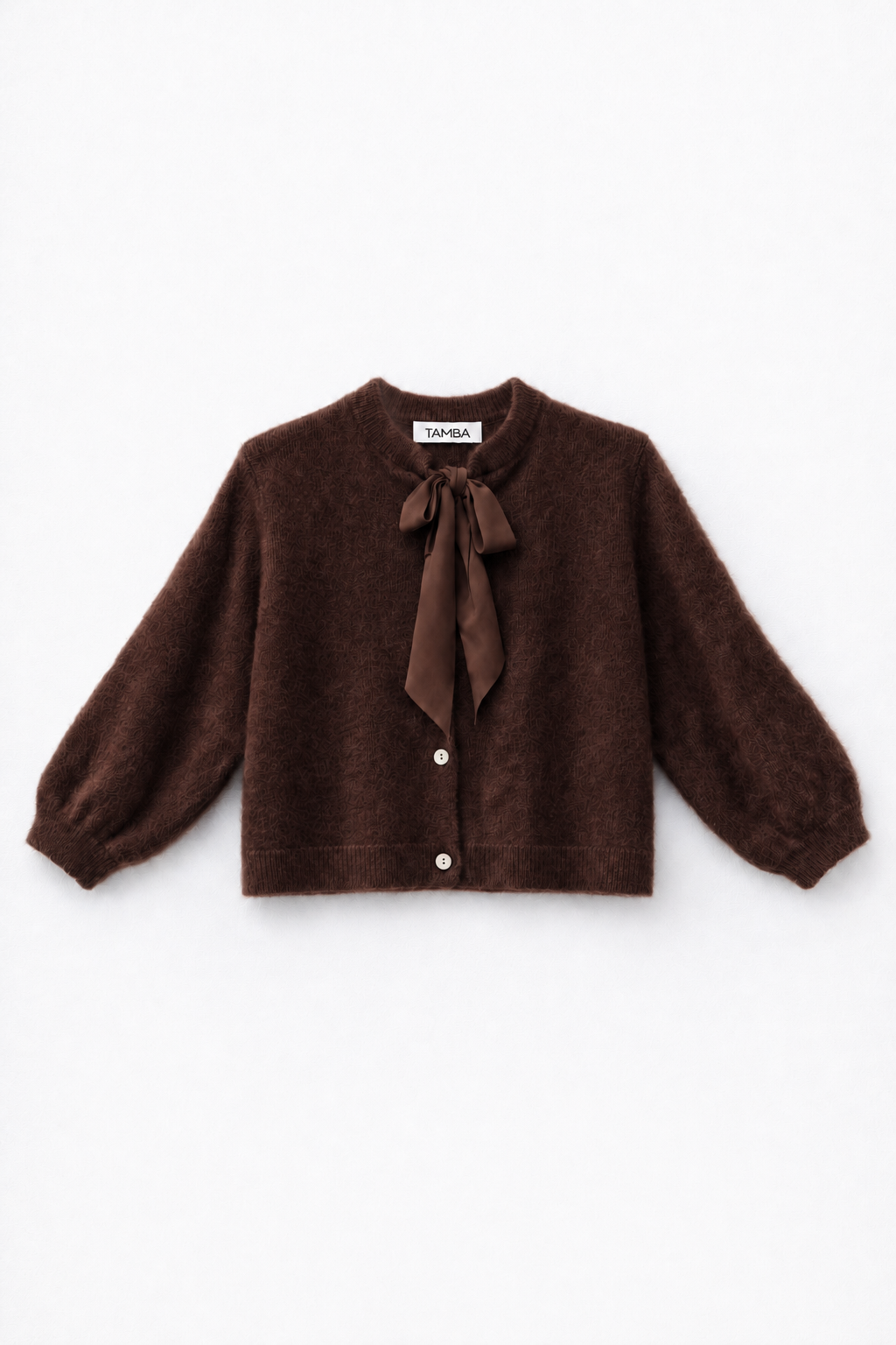 Flauschige Strickjacke mit Schluppen-Kragen: Puder