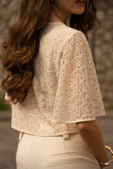 Choklate Paris Spitzen-Shirt Champagne mit Pailletten