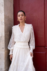Choklate Paris Asymmetrischer Spitzenrock September Ecru - Bohemian Chic