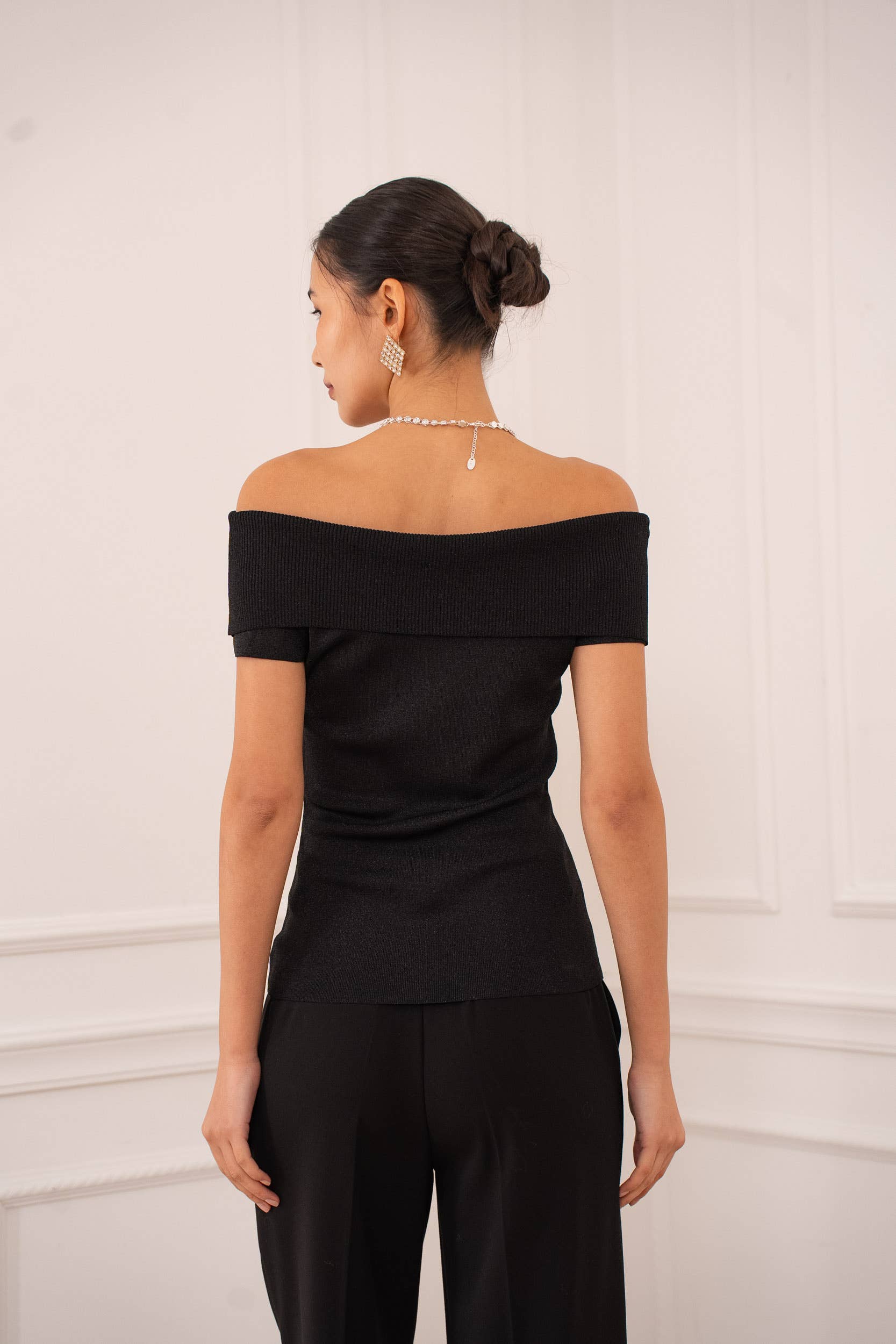 Choklate Paris Bardot-Oberteil Lurex Schwarz
