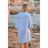 Isla Bonita by SIGRIS Sommerkleid Kurta Gestreift Hellblau 100% Baumwolle