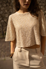 Choklate Paris Spitzen-Shirt Champagne mit Pailletten