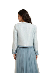 Choklate Paris Tweedjacke mit Denim-Details - Hellblau