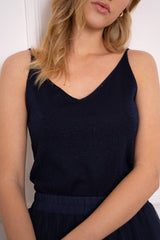 Glänzendes Lurex-Trägershirt - 8752: Bordeaux / Eine Größe