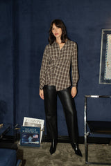 Lulumary karierte Bluse in Wickeloptik Kaffeebraun