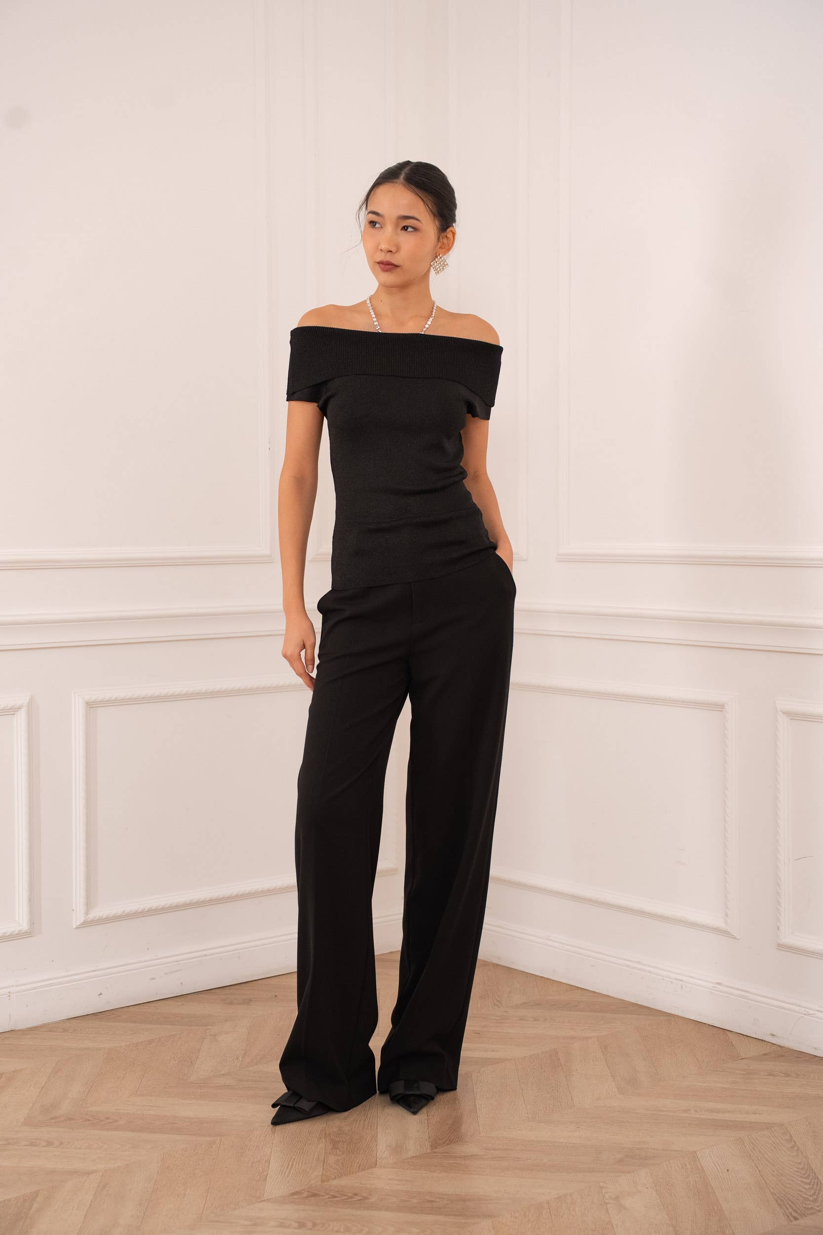 Choklate Paris Bardot-Oberteil Lurex Schwarz