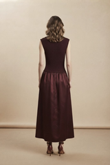 Choklate Paris Kleid Steffi Materialmix mit Stehkragen Bordeaux
