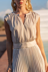Choklate Paris Satin-Top Maguie Beige mit Schleifenverschluss