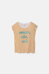 Gestreiftes besticktes T-Shirt (454336-273): S