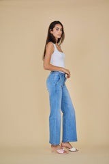 Ana & Lucy Damen-Jeans mit weitem Bein und Chino-Taschen Hellblau