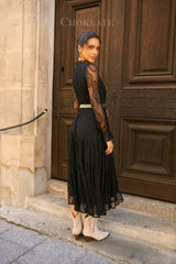 Choklate Paris Langes Spitzenkleid Simone Schwarz