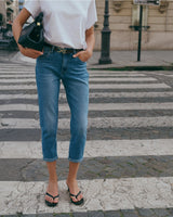 ANA & LUCY Mom-Fit Jeans „Jeanne" gewaschen - Hellblau -  Retro-Vibes