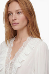 AN’GE Paris Bluse Samista Ecru aus Viskose mit Spitze