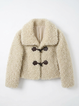 Attrait Paris kurzer Dufflecoat in Bouclé-Felloptik Ecru