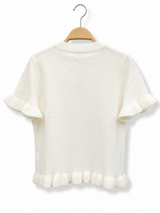 Afinity Einfarbiger Strickpullover mit Rüschen Creme Weiß