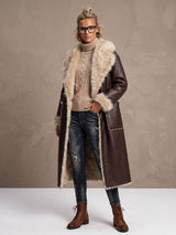 Cherry Paris Mantel Agneska in Lammfelloptik Braun-Beige