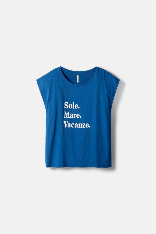 Lanidor T-Shirt "Sole.Mare.Vacanze" Blaues Sommer-Shirt mit Print