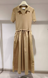 Choklate Paris Sommer Kleid Taffeta Materialmix Beige