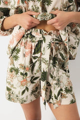 Lanidor Shorts "Botanica" aus 100% Baumwolle mit Bindegürtel