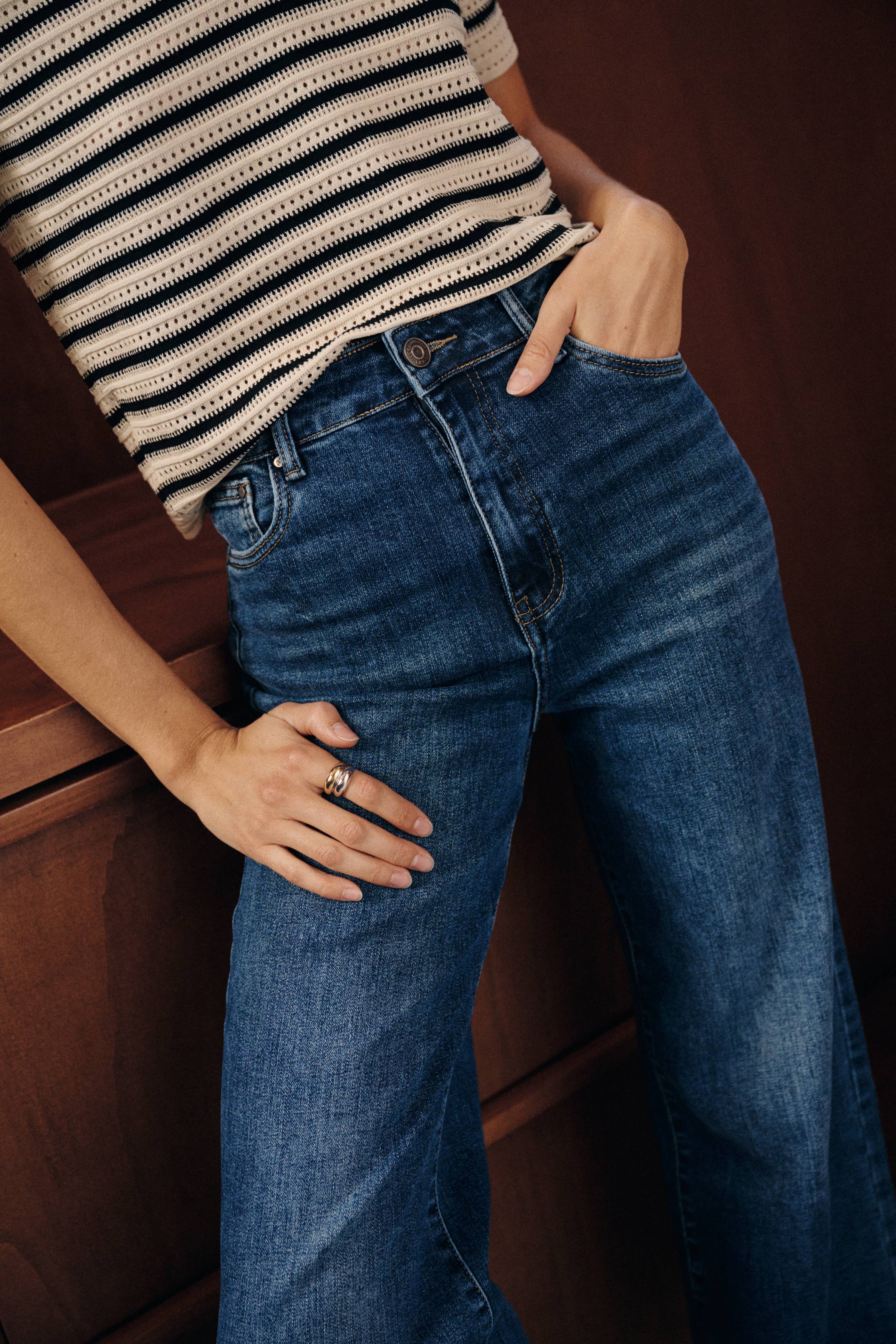 Ana & Lucy Wide-Leg-Jeans „Noémie“ Dunkelblau mit hoher Taille