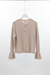 Julia Paris - Geknöpfter Cardigan aus Baby-Alpaka in Beige - Luxuriöser Strick-Cardigan