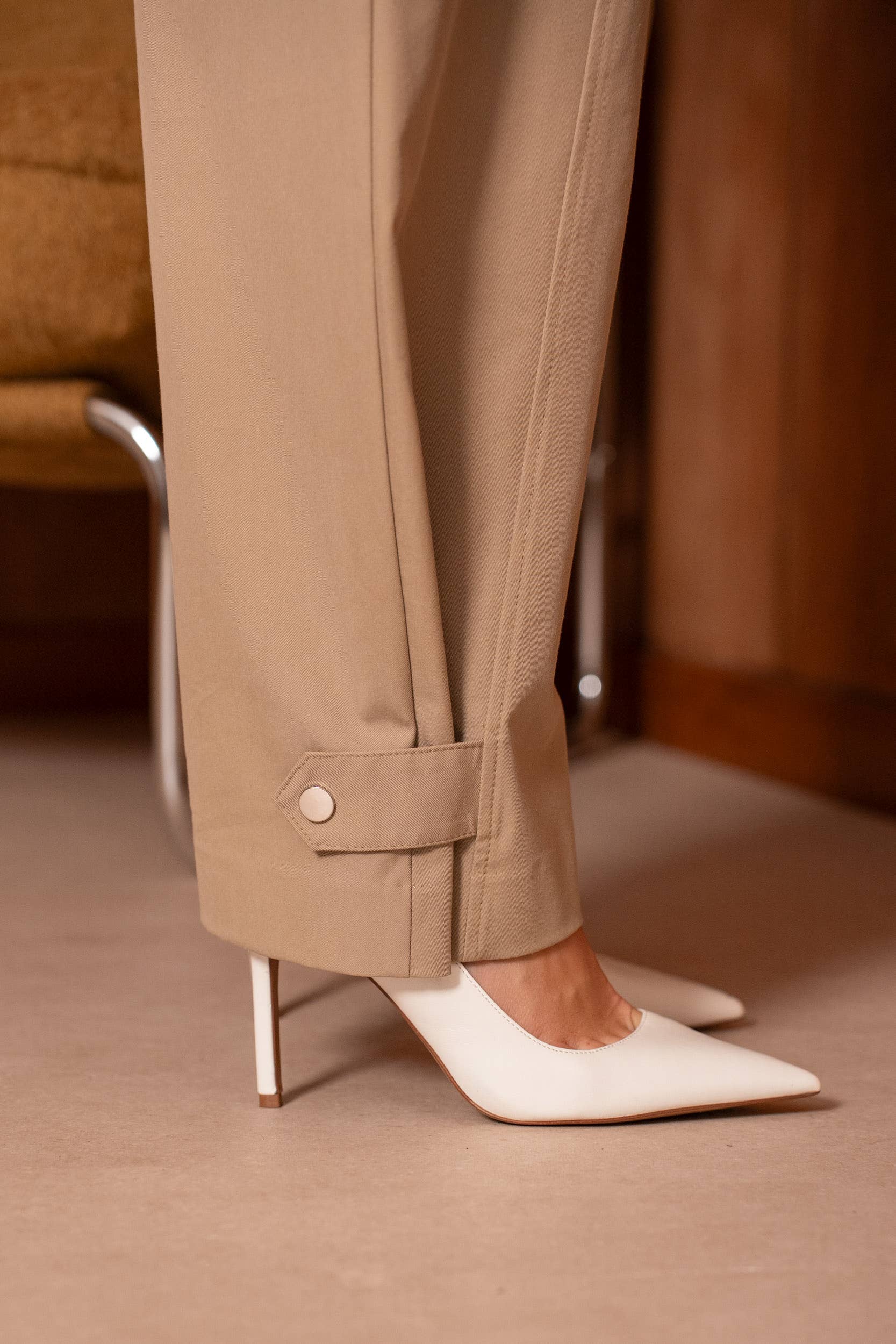 Attentif Paris Ballonhose mit Bindeband am Saum Camel