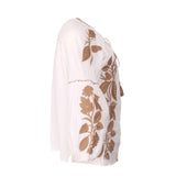 JEP Holland Bestickte Bluse Weiß Beige 100% Baumwolle Boho