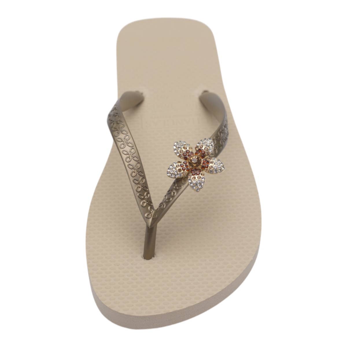 CHANCLAS by Simone Herrera Zehentrenner Yasmin Beige Blüten-Applikation