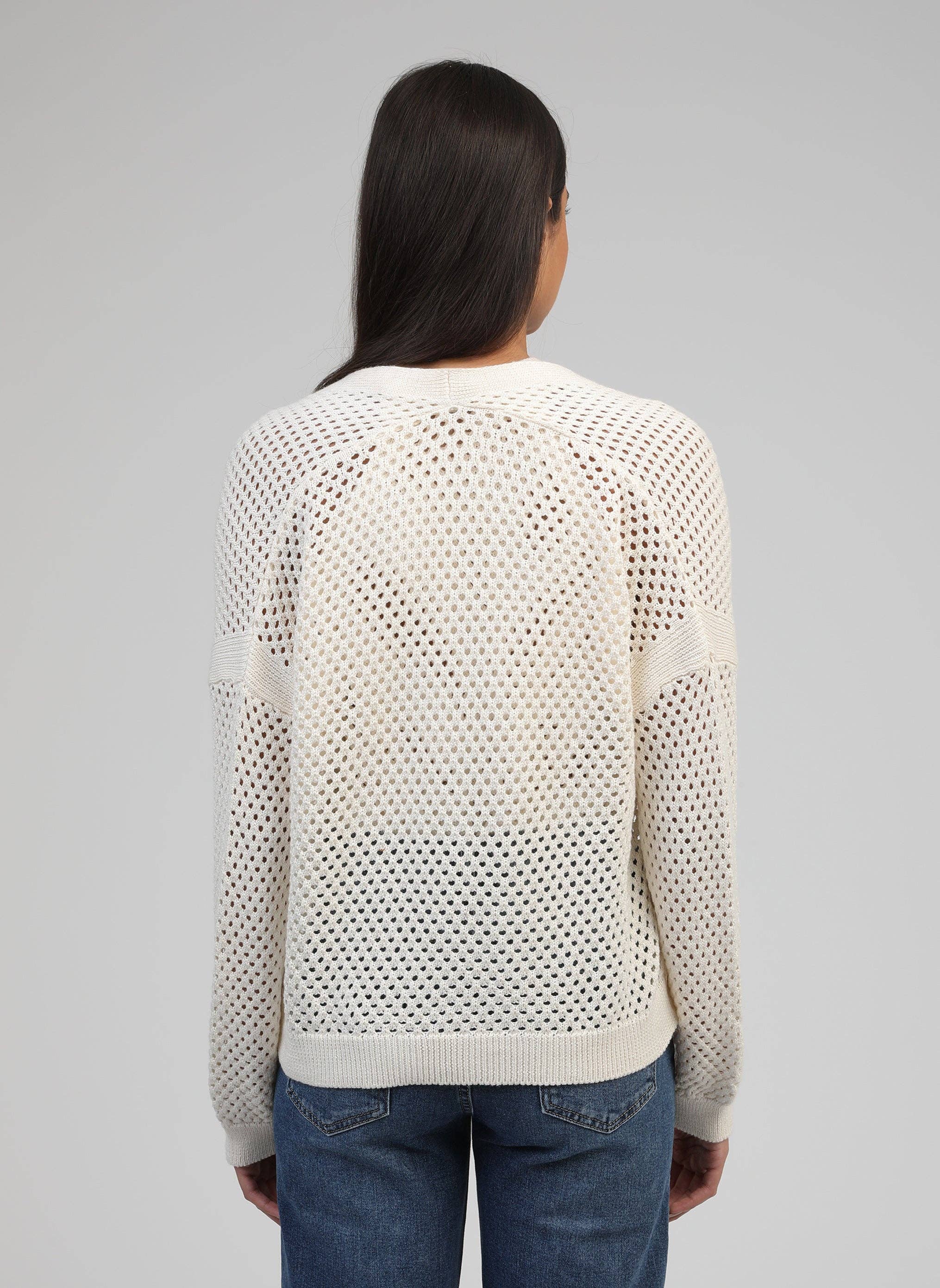 Ange Paris Strickjacke Valerio Ecru Baumwollmix