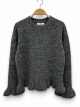 Audrey Paris Strickpullover mit Rüschen Grau