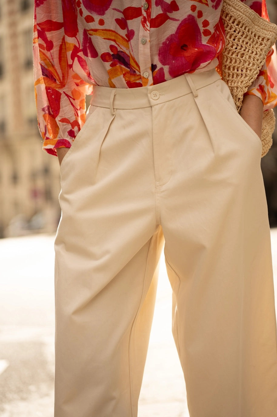 Choklate Paris Hose "Audrey" Baumwoll-Lyocellmix Ecru