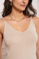 Glänzendes Lurex-Trägershirt - 8752: Bordeaux / Eine Größe