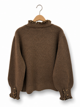 Cardigan aus Strick mit Leopardenrüschen – AP192: Brun / Standard / Taille unique