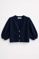 Angora Strickcardigan mit V-Ausschnitt: Anthrazit / Einheitsgröße