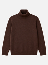 TAMBA Feinstrick-Rollkragenpullover mit Viskose und Angora Schokolade