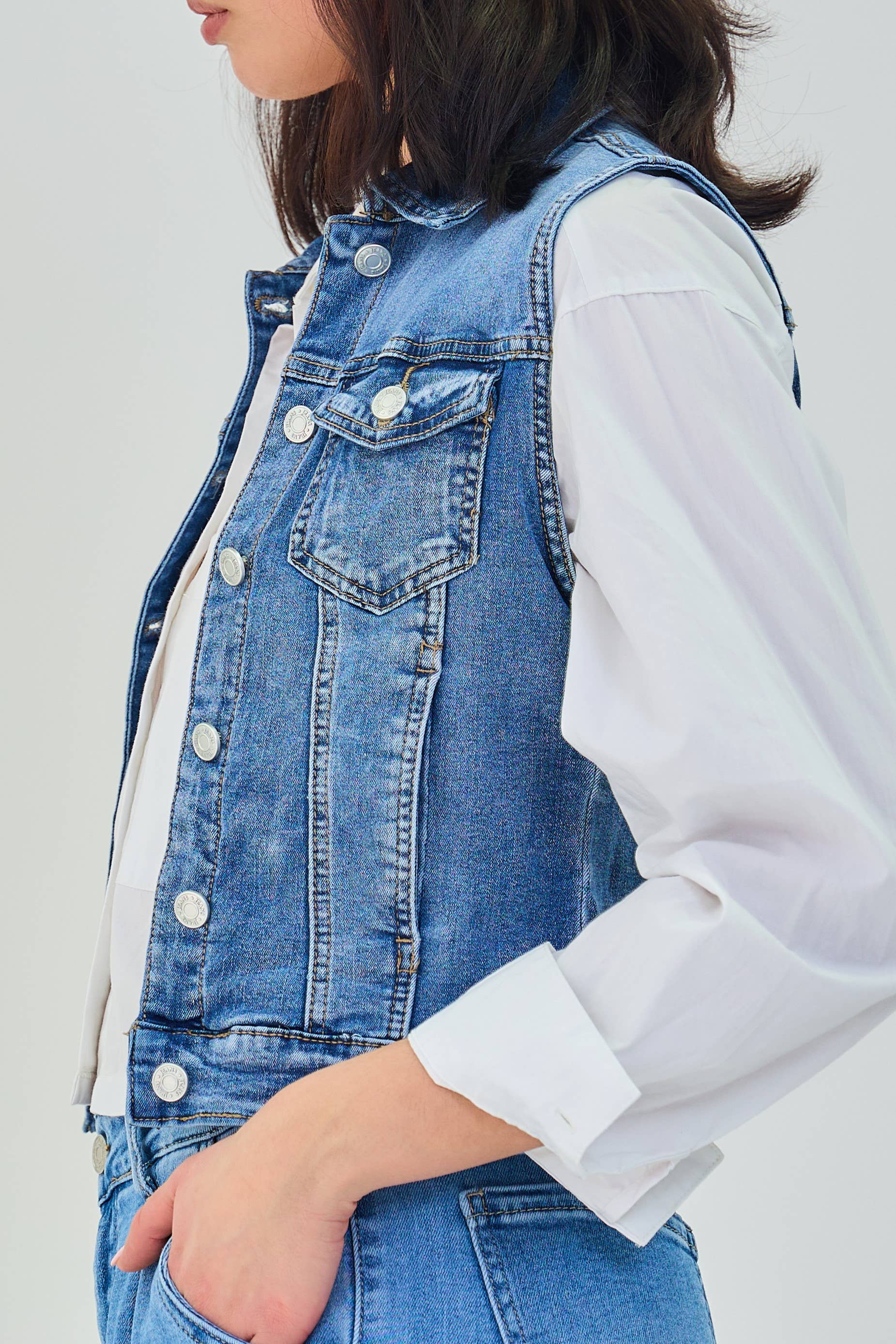 Ana & Lucy Jeansweste Damen "Lottie" Verwaschenes Jeansblau