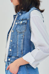Ana & Lucy Jeansweste Damen "Lottie" Verwaschenes Jeansblau