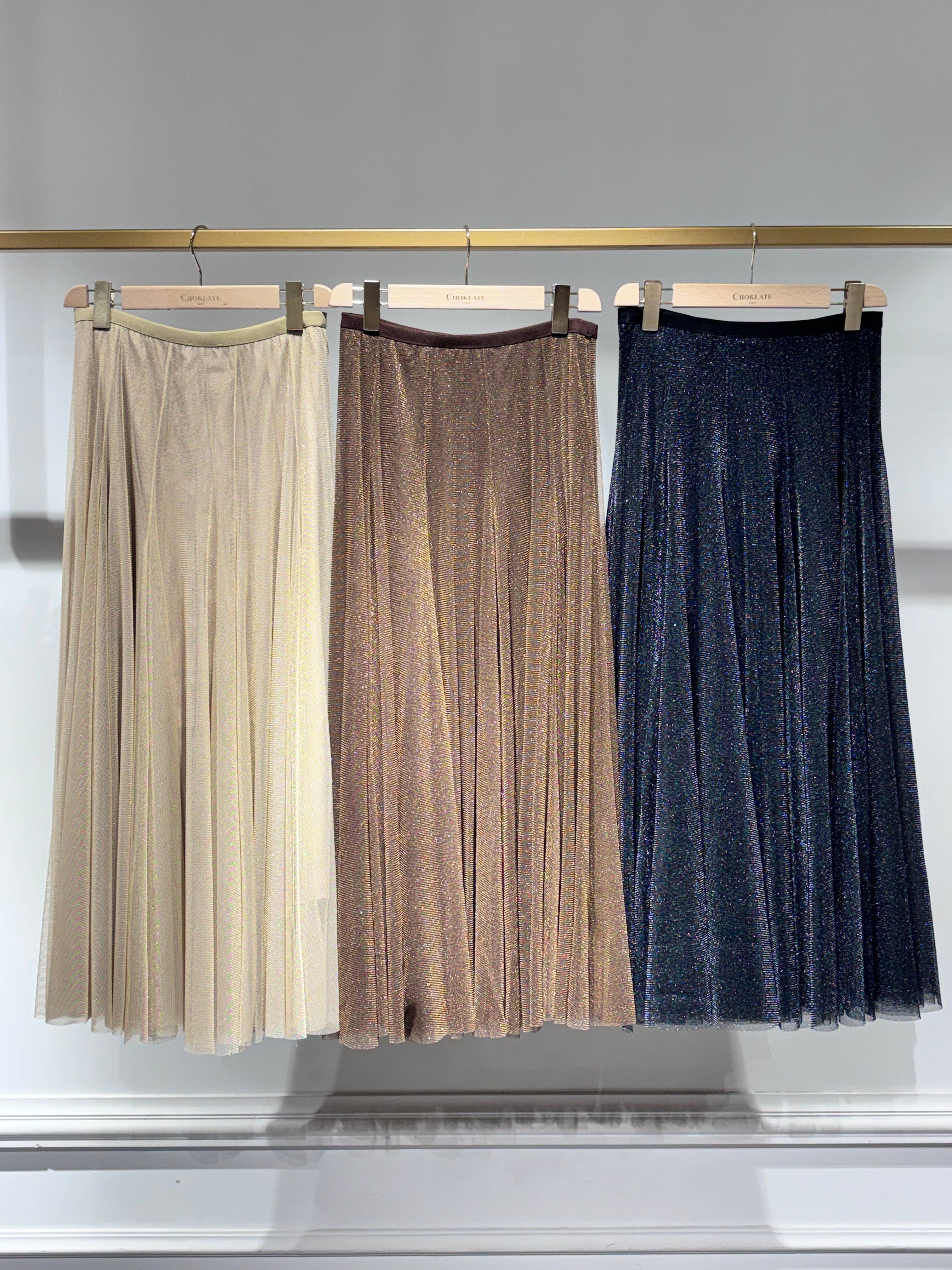 Choklate Paris Tüllrock Ambre aus metallisiertem Tüll in Ecru – Slim Fit