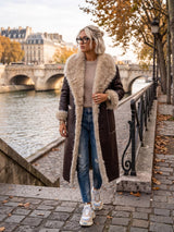 Cherry Paris Mantel Agneska in Lammfelloptik Braun-Beige