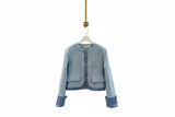 Choklate Paris Tweedjacke mit Denim-Details - Hellblau