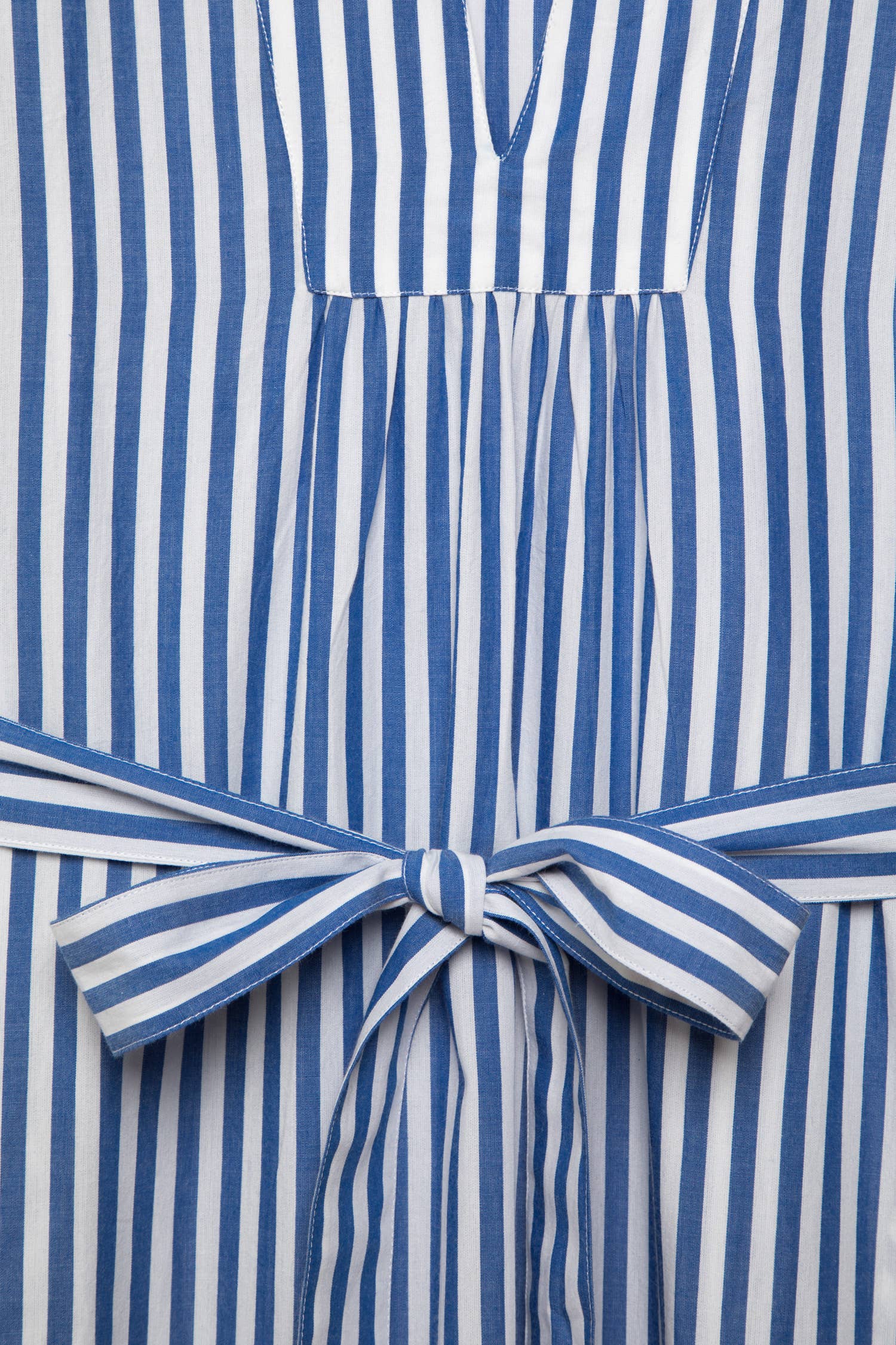 Lanidor Midikleid Blau Weiß Gestreift mit Bindegürtel