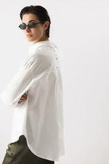 Lanidor - Lässige Hemdbluse mit Knopfdetail auf der Rückseite - weiß