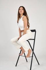 DAMENHOSE MIT GERADER BEINFORM IN FARBE - "Élodie": Crème / Standard - Gerades Bein / 1(T36) 1(T38) 1(T40) 1(T42) 1(T44)