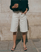 Ana & Lucy Bermuda-Shorts Baggy Dad "Clara" weiter Schnitt - Ecru