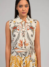 Ange Paris Langes Sommerkleid "Oprizia Camilla" Ecru im Hemdblusenstil